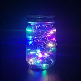 Solar Power Mason Jar Lid String Lights Waterproof Fairy Firefly Jar Lids Light for Outdoor Patio Garden Xmas Wedding Party LL
