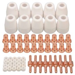 60pcs PT31 Plasma Cutter Electrode Tips Cup Extended Consumables Kit for HYC45D HYC50D CUT50 PLC50D HYC410