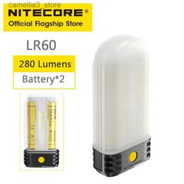Camping Lantern NITECORE LR60 Camping Light Power Bank Charger 280 Lumen Rechargeable Portable LED Lantern With 18650 Battery for USB-C Charging Q231116