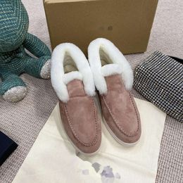 Designer shoes Winter Charms Walk suede loafers Moccasins Warm couple flat wool ankle boots slip on women's Luxury Designers flat Dress shoes factory footwear