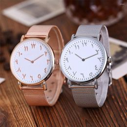 Wristwatches Fashion Design Arabic Numbers Watch Women Mesh Watches Luxury Rose Gold Stainless Steel Quartz Relogio Feminino