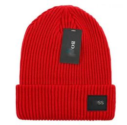 Fashion Designer hats Brand Boss Beanies Stone Men's and women's beanie fall/winter thermal knit hat ski brand bonnet High Quality plaid Skull Hat Luxury warm cap a8