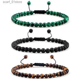 Chain Adjustable Mini Natural Stone Lava Tiger Eye Beaded Bracelets Bangle for Women Men Chakra Beads Braided Bracelet Charm JewelryL231115