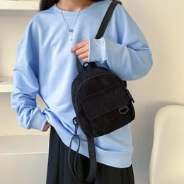 School Bags 2023 Women Mini Backpack Solid Color Corduroy Small Backpacks Simple Casual Student Bookbags Traveling