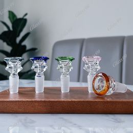 IN STOCK Coloured thick Glass Bowls 14mm 18mm male glass bowl for dry herb glass bongs water pipe random Colour