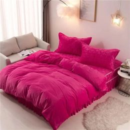 Bedding sets JUSTCHIC Pure Color Crystal Velvet Duvet Cover Winter Comforter Quilt Cover Twin Queen King Size dekbedovertrek 240x220cm 231115