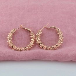 Hoop Earrings 2 Style FJ Women Ladies 585 Rose Gold Colour Twisted Round