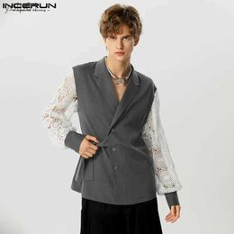 Men's Jackets Tops 2023 American Style Handsome Mens Lace Hollowed Splicing Strap Design Suit Casual Party Hot Sale Suit Jackets S-5XLL231115