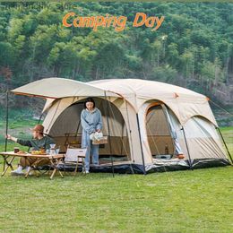 Tents and Shelters Camping Tent 5-8 Person Doub Layers Oversize 2 Rooms Thickened Rainproof Outdoor Family Camp Tour Equipment Q231115