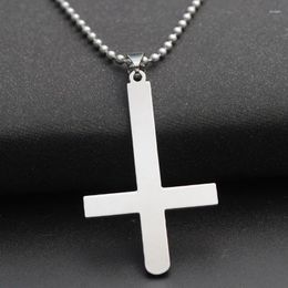 Pendant Necklaces 5pcs Stainless Steel Handstand Reverse Cross Blessing Necklace Simple Religion Christian Jesus Faith Lucky Jewellery