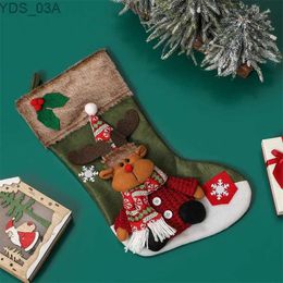Christmas Decorations Three-dimensional Santa/Snowman/Elk Pattern Christmas Stocking Large Gift Stocking Goodie Bag Xmas Home Decoration Pendant 47*27 YQ231115