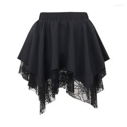 Skirts Women High Waist Lace Irregular Sexy Mini Skirt Goth Punk Short Dress Y2K Aesthetics Basic Cute Bottoms Clubwear