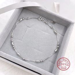 Anklets 925 silver Beaded fashion Anklet Length adjustable women's daily wear chain feet summer 231115