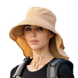 Wide Brim Hats Women Bucket Hat Shawl Design Adjustable Windproof Rope Fisherman Hole Visor