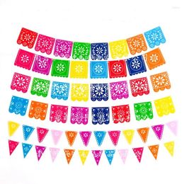 Party Decoration Mexican Pinata Themed Carnival Pull Flag Day Of The Dead Colourful Hollowed Out Bunting Garland Supplies