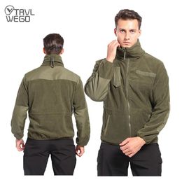 Other Sporting Goods TRVLWEGO Men Winter Fleece Warm Windproof Army Tactical Jacket Hiking climbing fishing Travelling Stand Collar Coats 231114