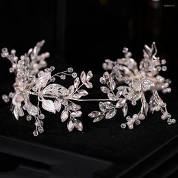 Headpieces Female Wedding Leaf Headband Party Prop Knitting Silver Gown Hair Vines With Rhinestones For Woman Styling Tools