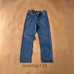 Men's Pants Designer Clothing Mens Jeans Denim Chromes Cross Brands Ch Sanskrit Washed Into Old Straight Jean Hearts Splashink Loose Crucifix Applique for Sale34p7
