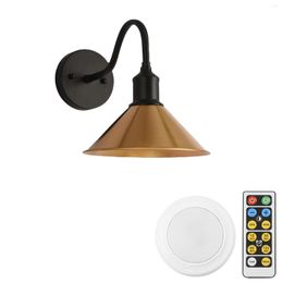 Wall Lamp 1Pcs Timer Battery Remote LED Dimming 100 Lumens Black Body Gold Shade Lighting Modern Design For Kitchen