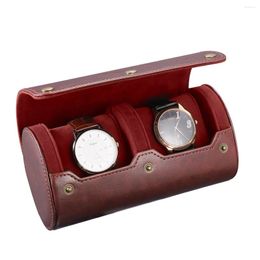 Watch Boxes NICERIO Travel Case PU Box 2 Slots Storage Organiser Bracket Holder For Business Trip (Brown) Pouch