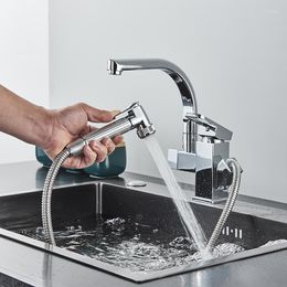 Kitchen Faucets 2 Functions Faucet Stainless Steel Pull Out Spout Sink Mixer Tap Stream Sprayer Head Cold Water