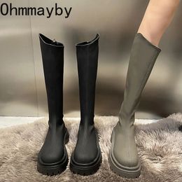 Boots Winter Woman Thigh High Boots Fashion Back Zippers Long Knight Booties Ladies Thick Sole Girl Shoes 231115