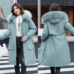 Women's Trench Coats Drop Pai Overcome Winter Plus Velvet Detachable Long Padded Jacket Loose