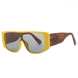 Sunglasses Designer One Piece Women For Men Trend Sun Glasses Vintage Punk Big Frame Lattice Oversized Shades UV400