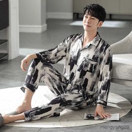 home clothing Home Clothing Men Long Sleeve Pyjamas Sleepwear Satin Pyjama Sets Top And Pants Set R231115