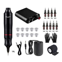 Tattoo Machine Kit Complete Set Wireless Rotary Pen DC Interface with Cartridge Needles Permanent Makeup 231115