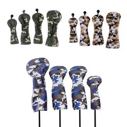 Other Golf Products Golf Wood Cover Camouflage 3 Colours For Driver Fairway Hybrid Waterproof Protector Set PU Leather Unisex Golf Club Covers 231114