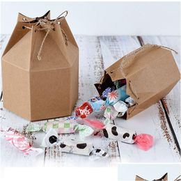 Gift Wrap Hexonag Retro Kraft Paper Box Tea Rolled Sugar Lantern Casket Cookie Party Ct0029 Drop Delivery Home Garden Festiv Dh5Z4