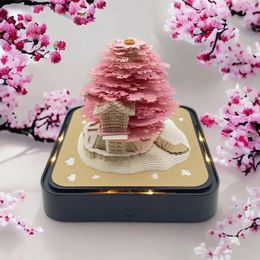 Calendar 3D threedimensional note paper creative gift Notepad Sakura Tree House 231114