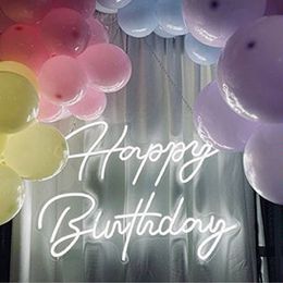 Other Event Party Supplies Led Happy Birthday Neon Sign for Baby Shower Background Wall Decor USB Powered Hello Gergous Hanging Neons Light Home Decoration 230414