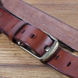 Belts Retro Casual Extra Thick Top Layer Vegetable Tanned Cowhide Belt Pure Copper Wide Pin Buckle Men's Tooling Jeans