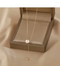 Pendant Necklaces Minar French Single Freshwater Pearl Necklace For Women 14K Real Gold Plated Copper Chokers Birthday Gifts