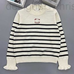 Women's Jackets designer luxury Knitted Stripe Sequin Round Neck Sweater Sweet Girl Age Reducing Woollen New Product for Autumn and Winter 2022 93GP
