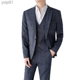 Men's Jackets Plus Size S-7XL Blazer Vest Pants Luxury Men Suit 3 Piece Set Fashion Boutique Lattice Groom Wedding Dress Men's Tuxedo SuitL231115