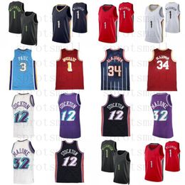 Mens 1 Zion Williamson City Basketball Jersey Mens 3 Chris Paul 32 Karl Malone 12 John Stockton 1 Tracy McGrady The Dream Hakeem Olajuwon Retro Shirt