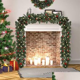 Christmas Decorations 1.8/2.7M Christmas Garland Green Rattan With Light Merry Decorations For Home Xmas Tree Ornaments Noel Year 2111 Dhgsz