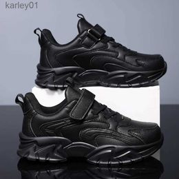 Sneakers Children Shoes Black Boys Girl Sneakers Unisex PU Leather Casual Sneakers 6 To 12 Years Kids Daily Sports Tennis Shoes for Boy YQ231115