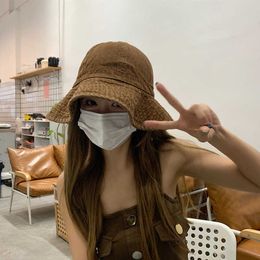 Wide Brim Hats New Large Size Panama Hat Women Japanese Solid Colours Sunshade Bucket Hats Female Sun Protection Sunscreen Caps 50-60cm AA230414