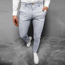 Men's Pants Rave Bottoms Male All Matching Versatile Casual Plaid Button Slim Leggings Sports Shopping Fashion Suit Trousers