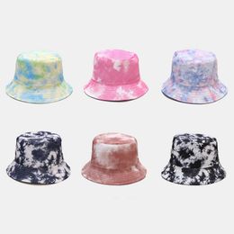 Wide Brim Hats Double-sided Wearing Cap Visor Rainbow Colour Bucket Hat Men Women Cotton Flat Sun Hat Reversible Sun Tie Dye Fisherman Hat Gift AA230414