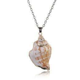 Creative Scallop Conch Shell Pendant Necklaces Marine Life Electroplated Gold Silver Clavicle Chain Necklace Jewelry