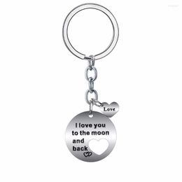 Keychains I Love You To The Moon And Back Heart Keychain Stainless Steel Key Chains Lovers Couples Keyring Gifts Valentine's Day