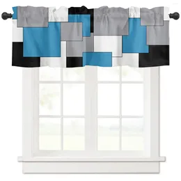 Curtain Blue Black Grey Patchwork Abstract Art Medieval Style Kitchen Small Window Curtains Home Decor Living Room Bedroom Short