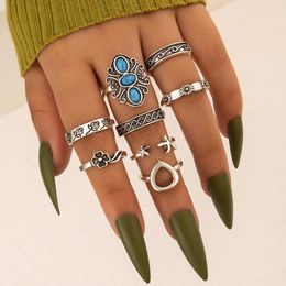 Cluster Rings Trendy Folwers Shape Finger For Women Retro Wave Starfish Geometry Ring Set Female Party Jewelry Anillos 21851