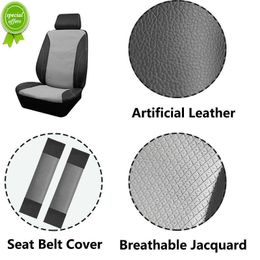 New Upgrade Universal Breathable Jacquard and Artificial Leather Front Seat Car Seat Covers Safe Belt Covers Factory Dropshipping