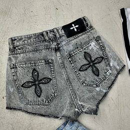 Y2K Denim Shorts High Waist Cross Short Women's Clothing Summer Korean Jean Straight Sexy Wide Leg Pants Female 230414